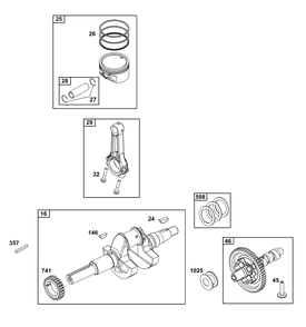 Crankshaft Group Diagram and Parts List for 386447-0415-H7 200000 - 399999 Briggs and Stratton Engine